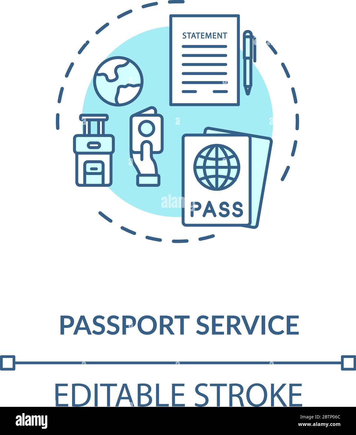 Icona del concetto di servizio passaporto Illustrazione Vettoriale Icona del concetto di servizio passaporto Illustrazione Vettoriale