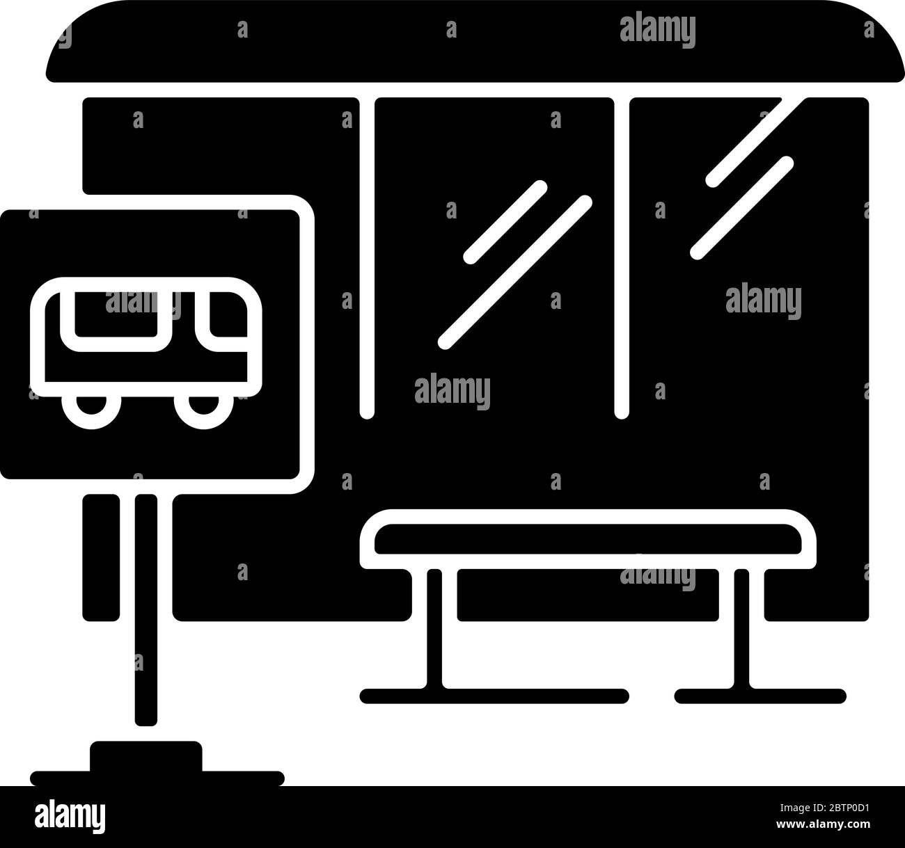 Icona glifo nero fermata bus Illustrazione Vettoriale