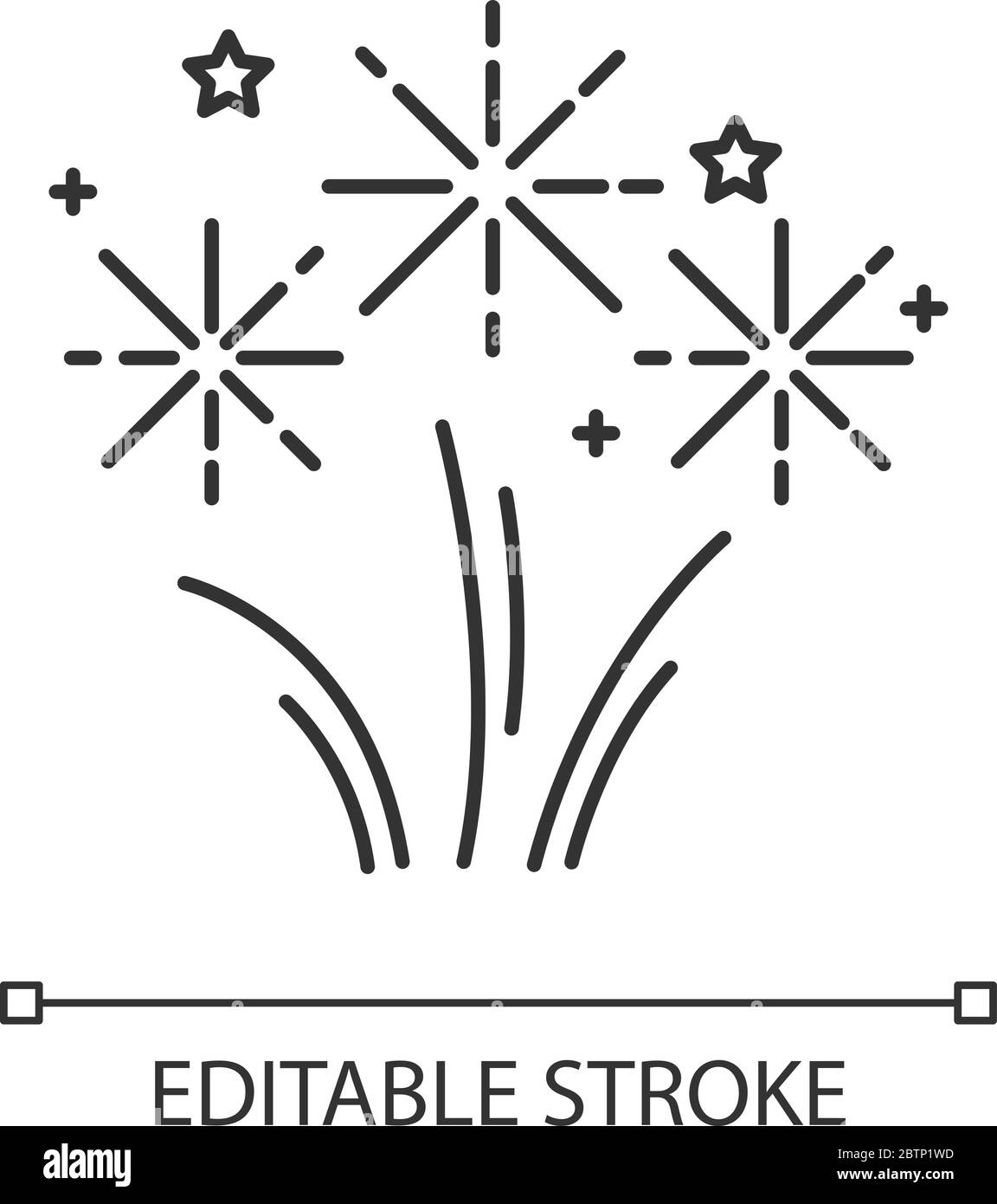 Icona lineare perfetta pixel fuochi d'artificio Illustrazione Vettoriale