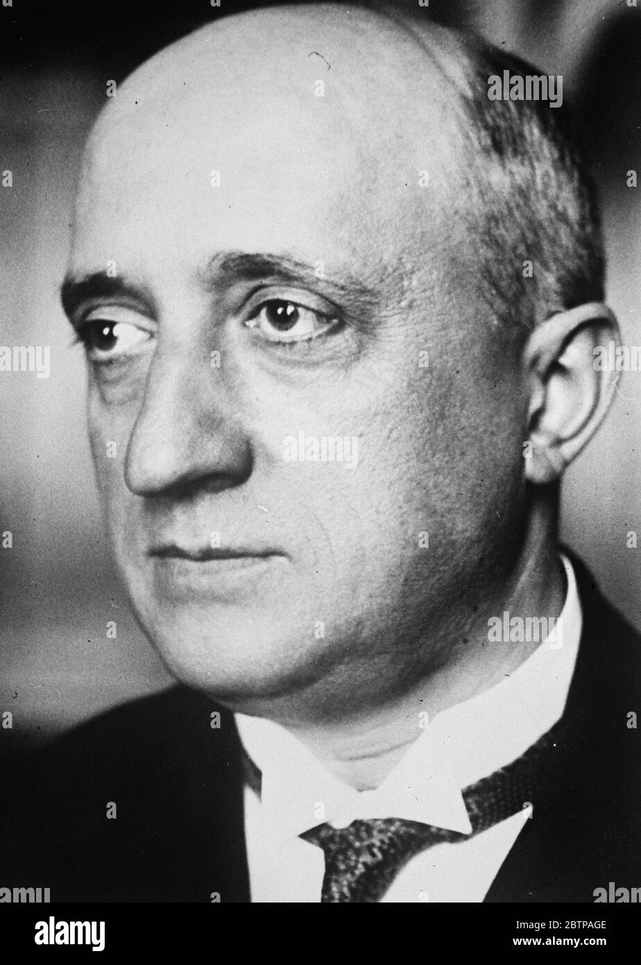 Vuole soldi da Londra . M Jelimir Majouranitch, il nuovo Ministro del Commercio jugoslavo. 30 gennaio 1929 Foto Stock