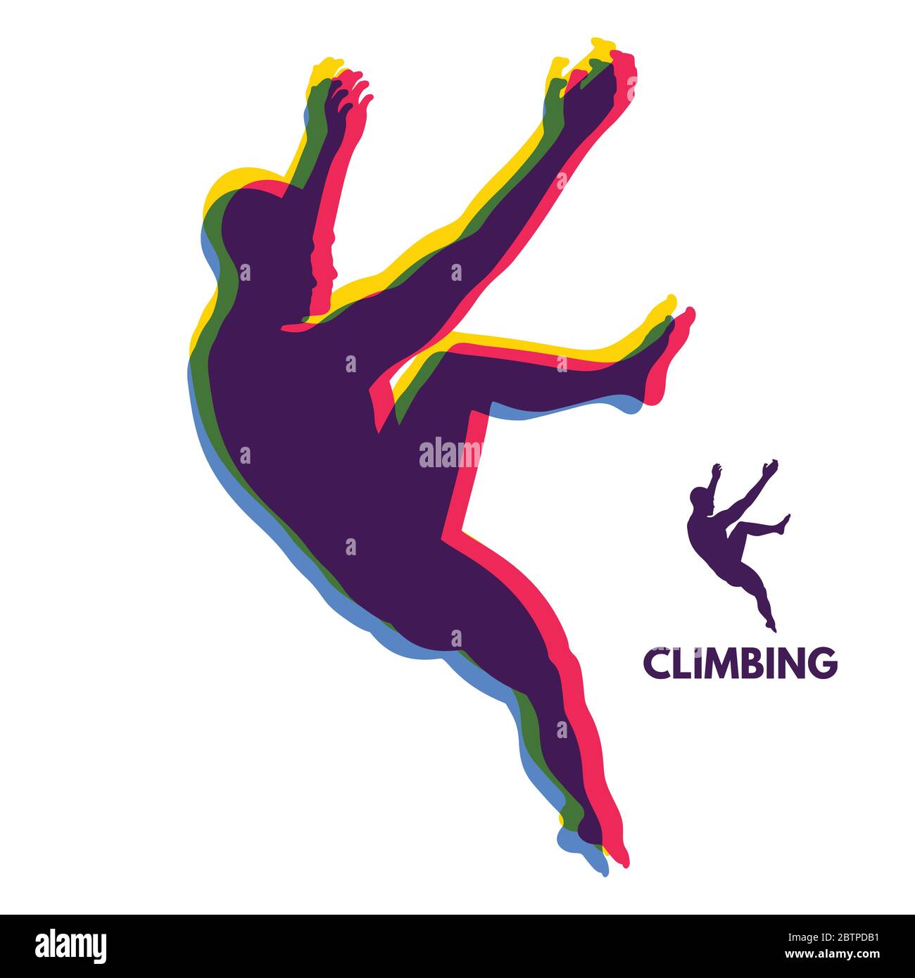 Silhouette per arrampicatori. Sport di bouldering. Illustrazione vettoriale per la progettazione. Illustrazione Vettoriale