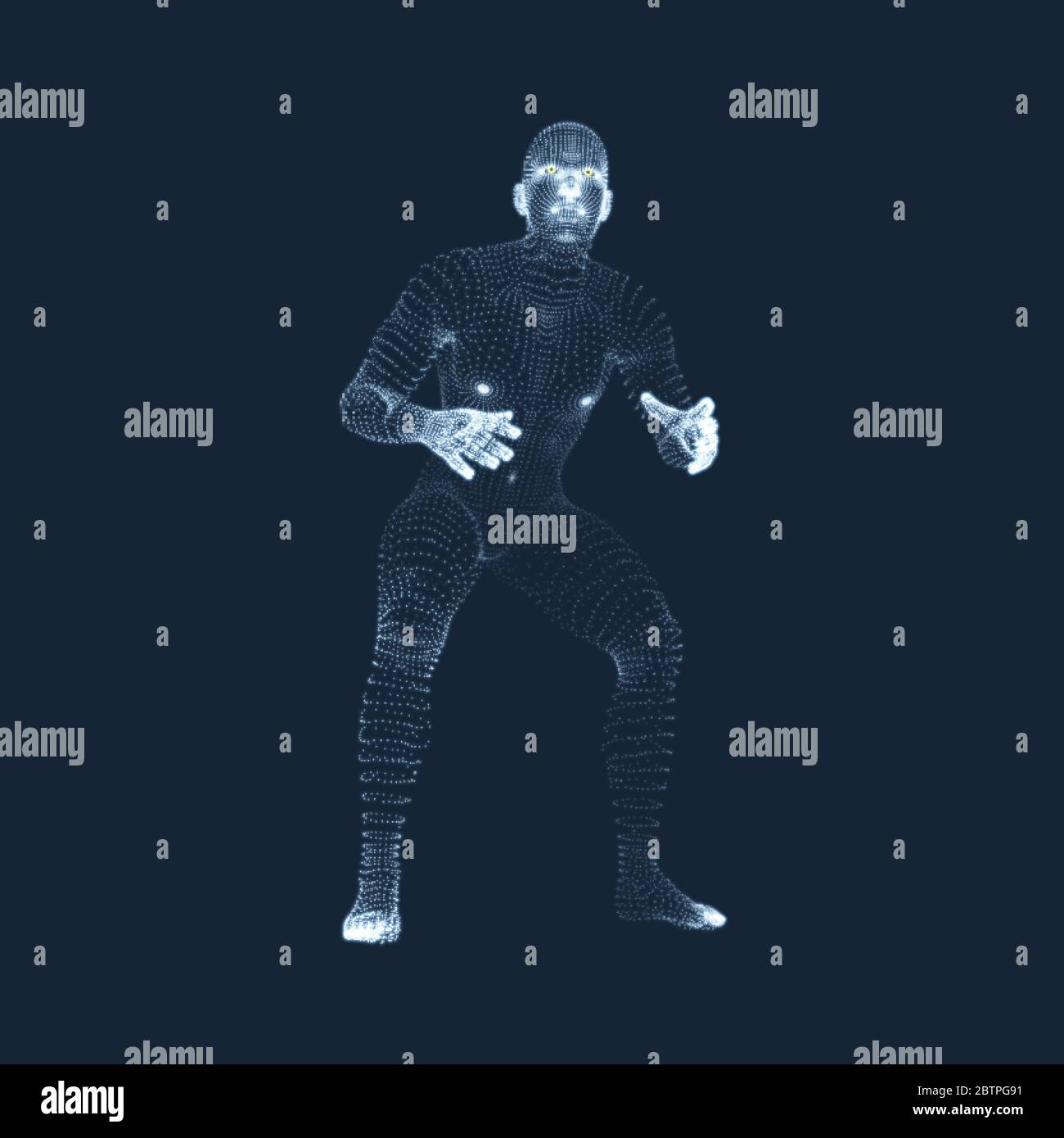 Modello 3D dell'uomo. Il corpo umano. Elemento di design. Illustrazione Vettoriale. Illustrazione Vettoriale