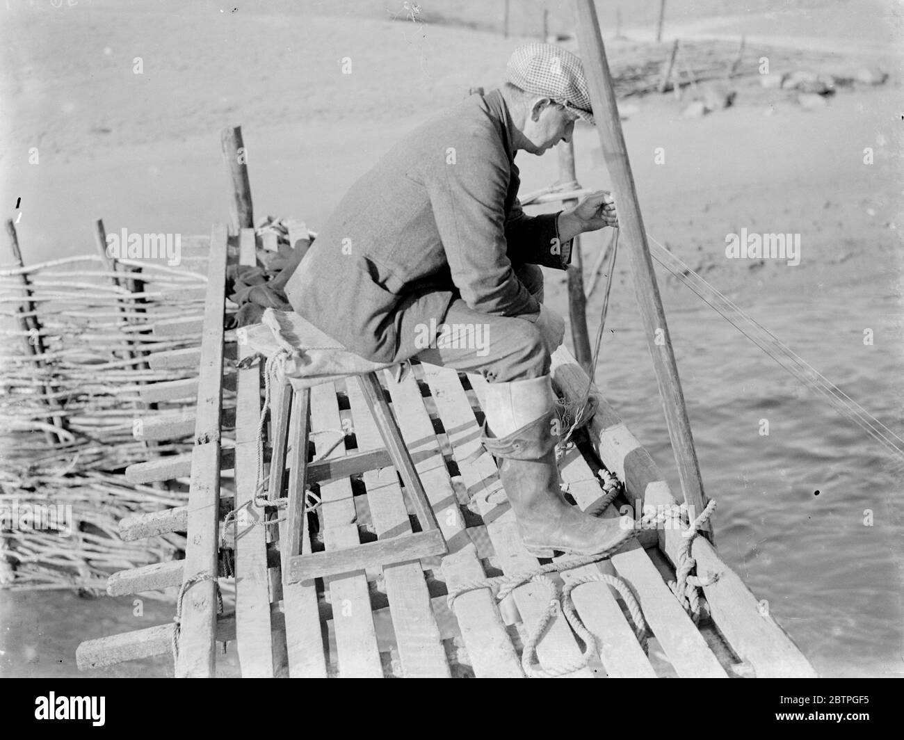 Pesca del salmone in Scozia . 1935 Foto Stock