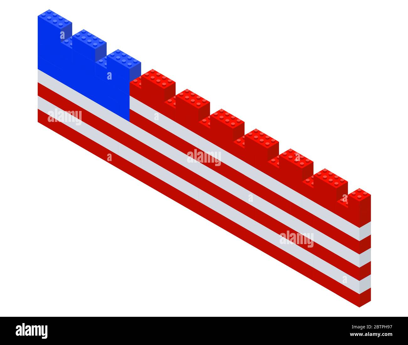 Bandiera americana su una recinzione assemblata da un costruttore. Illustrazione Vettoriale