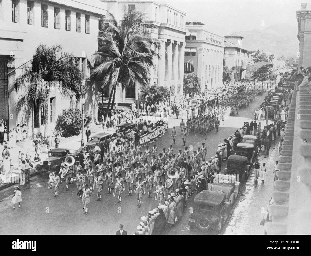 Honolulu . Home del corpo di Padre Damien nel suo ultimo viaggio in Belgio da Moloka'i . Aprile 1936 Foto Stock