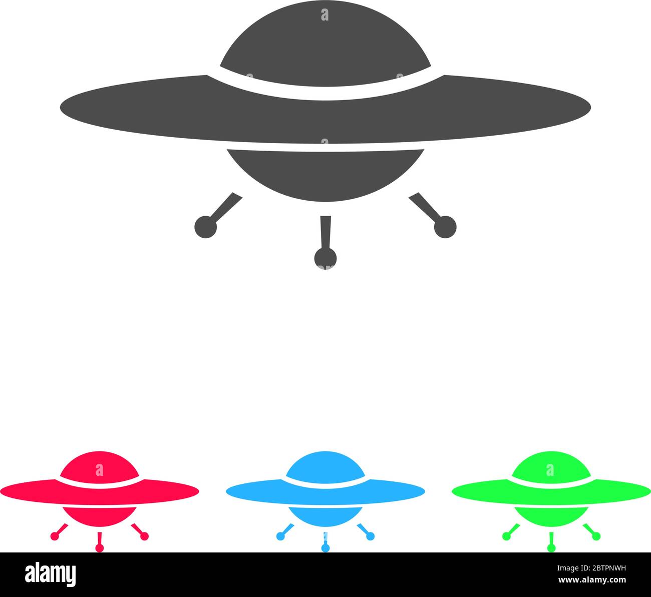 Icona UFO piatta. Pittogramma a colori su sfondo bianco. Simbolo dell'illustrazione vettoriale e icone di bonus Illustrazione Vettoriale