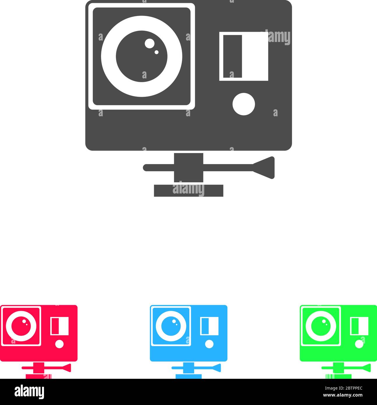 Icona della Action Camera piatta. Pittogramma a colori su sfondo bianco. Simbolo dell'illustrazione vettoriale e icone di bonus Illustrazione Vettoriale