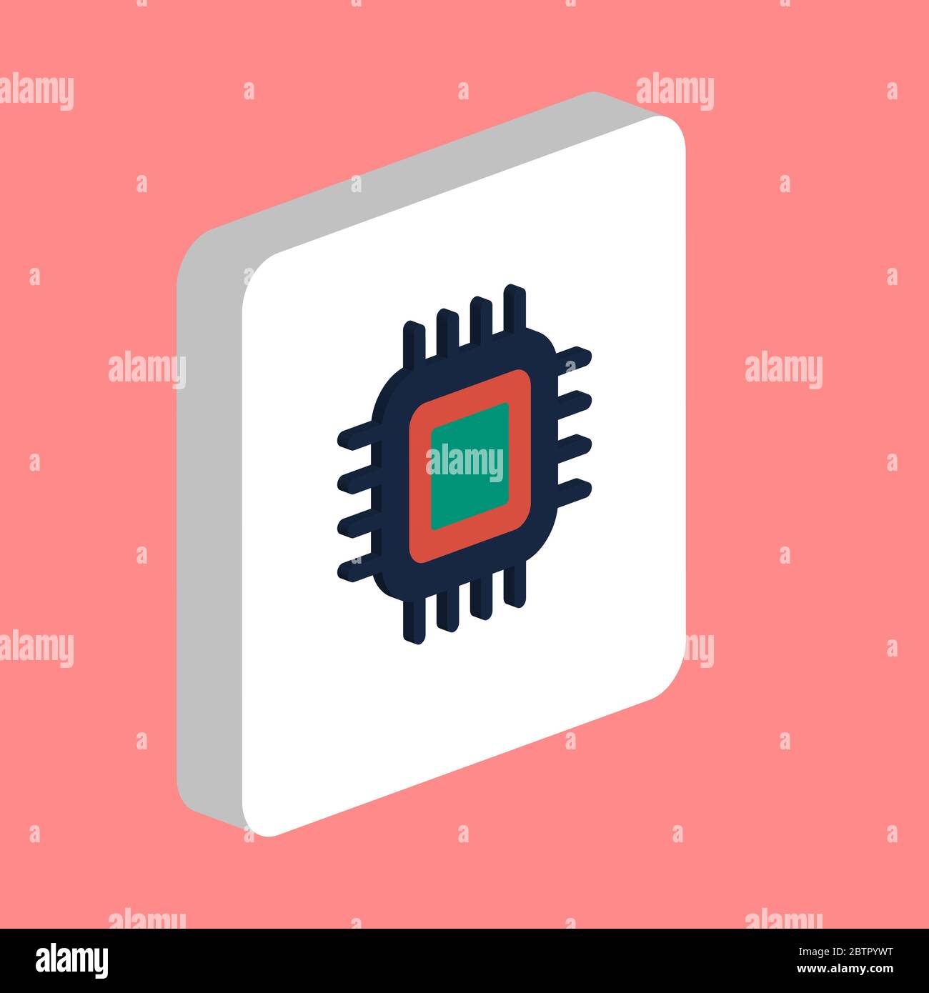 CPU, processore pc icona vettore semplice. Modello di disegno simbolo illustrazione per elemento UI mobile Web. Pittogramma isometrico a colori perfetto su una piazza bianca 3d Illustrazione Vettoriale