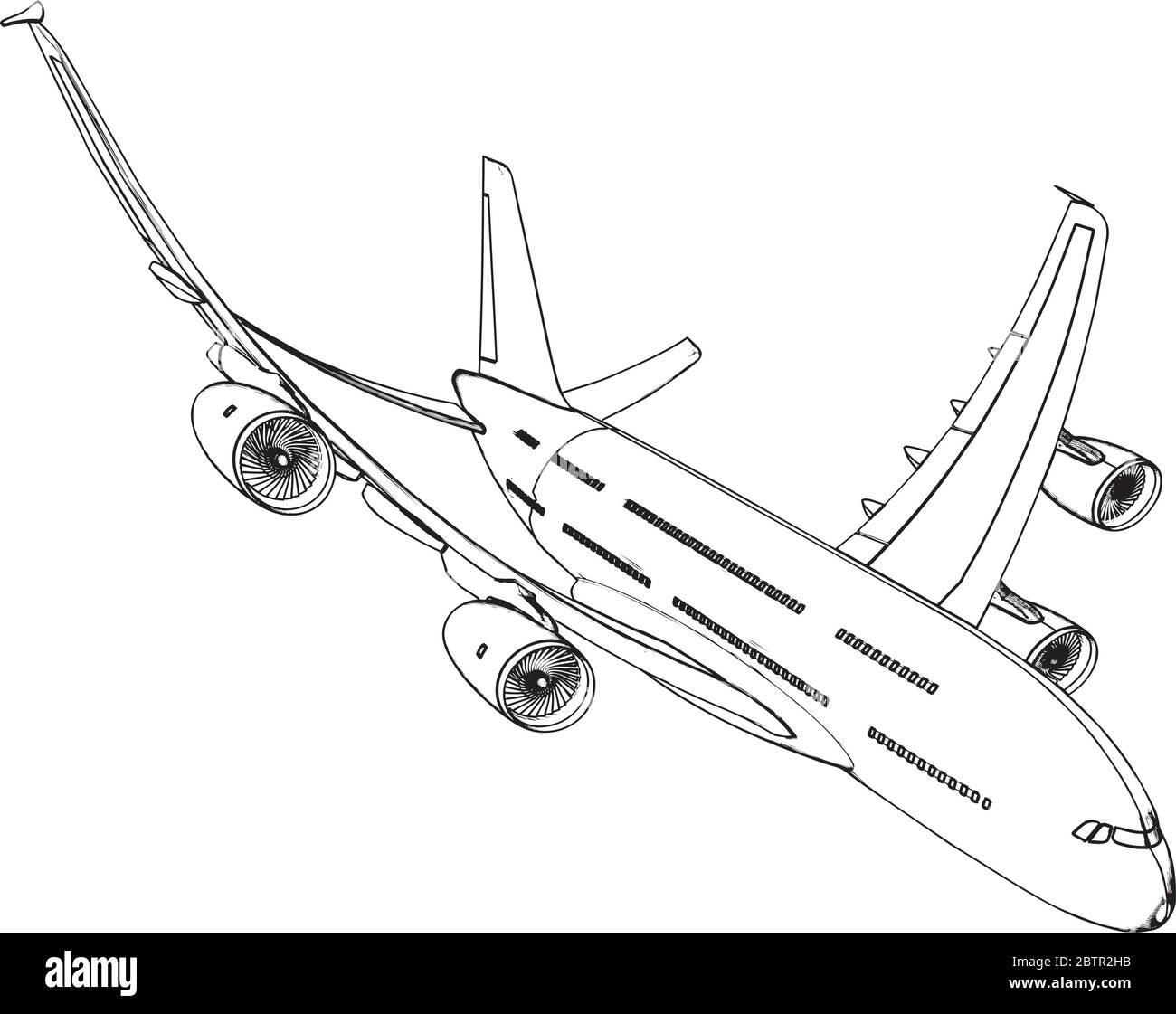 Vettore di visualizzazione alette laterali dell'aereo passeggeri commerciale. Illustrazione Vettoriale