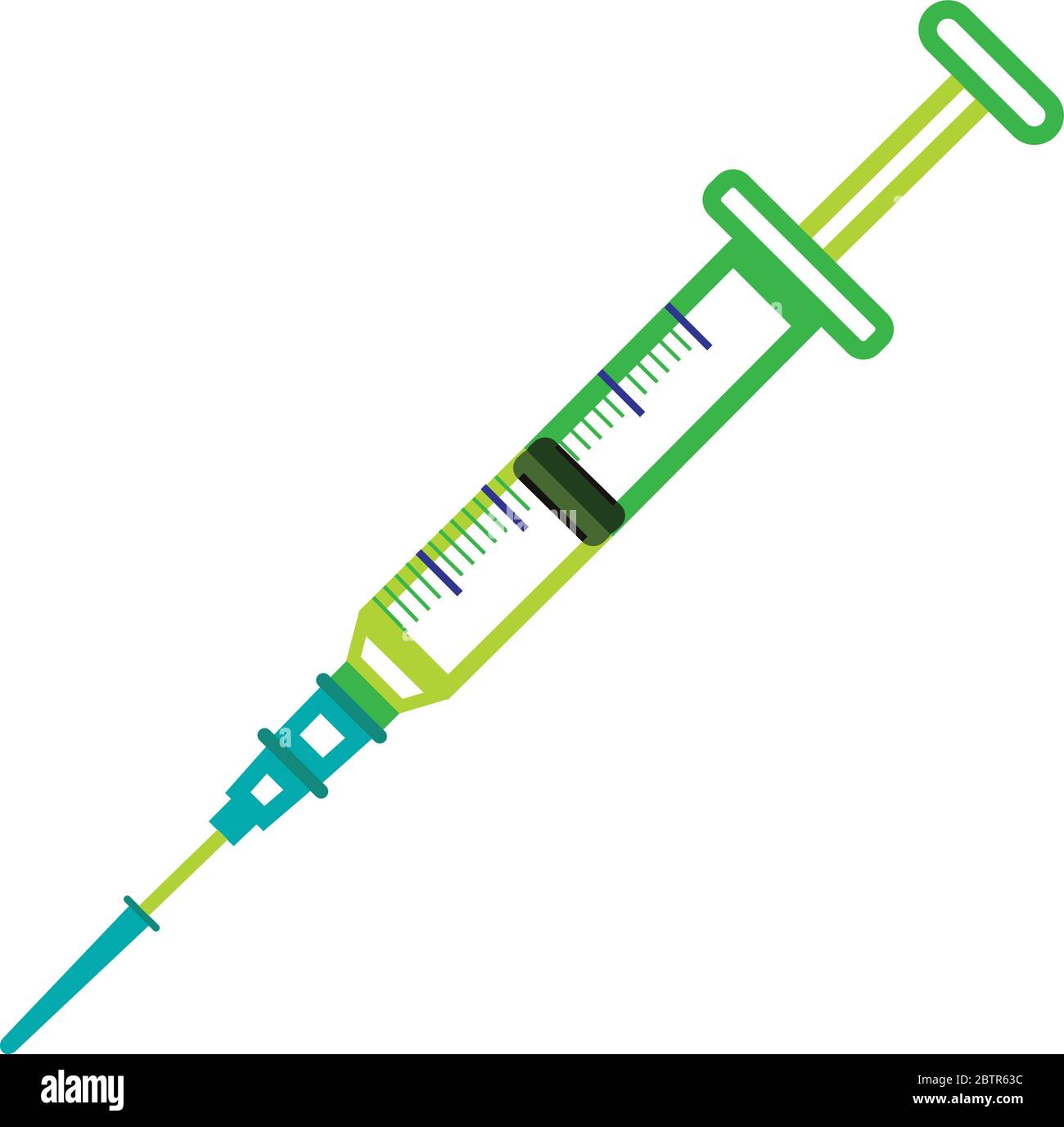 Siringa di applicazione degli iniettori con dispositivo copriago. Illustrazione Vettoriale
