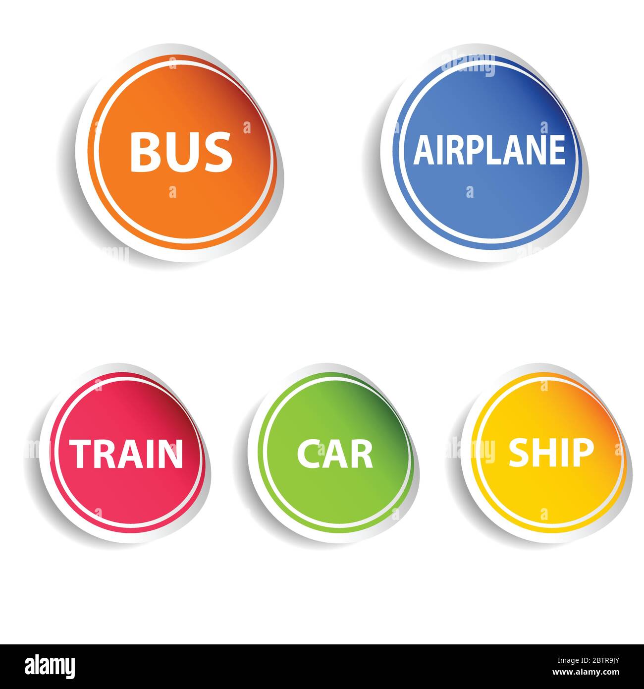 adesivo con set di trasporto colore vettore su bianco Illustrazione Vettoriale
