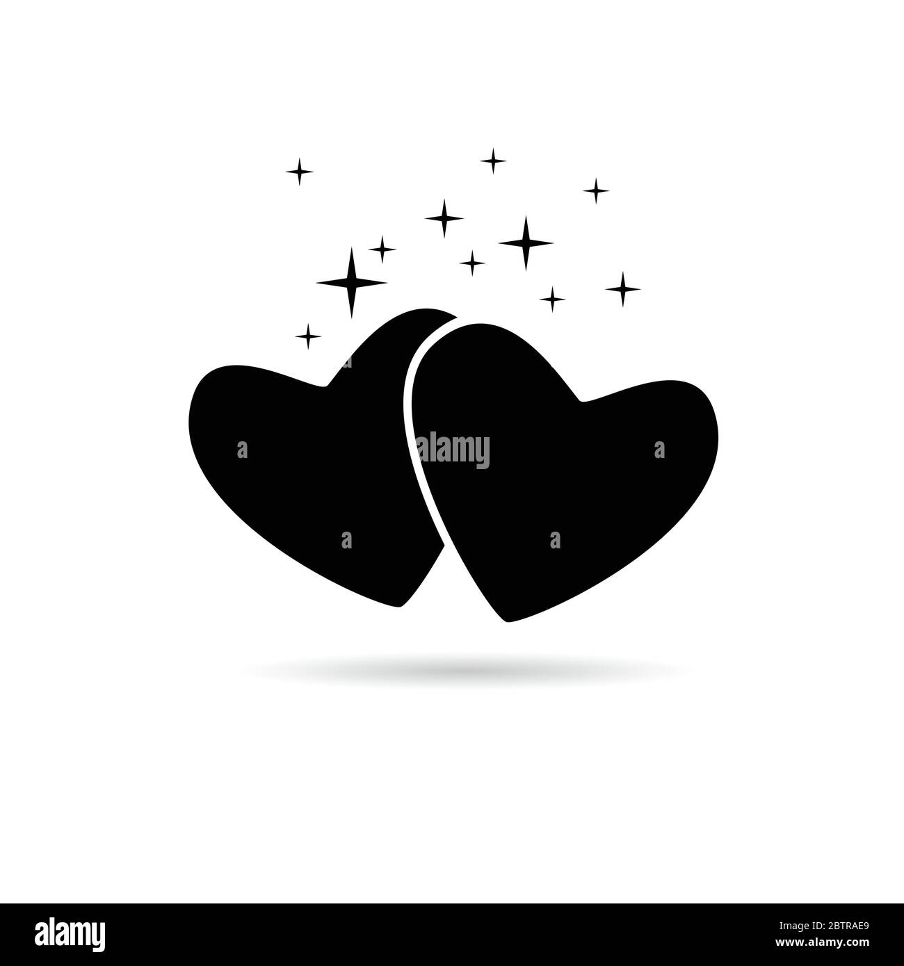 icona a due cuori nell'illustrazione vettoriale nera Illustrazione Vettoriale