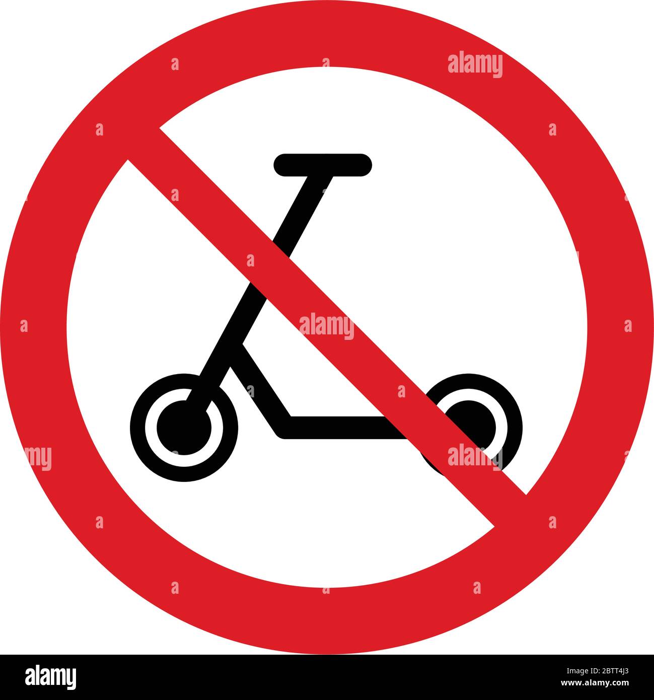 Nessuna icona Kick scooter. Nessuna icona Kick scooter. Il cerchio rosso che impedisce di cantare Illustrazione Vettoriale
