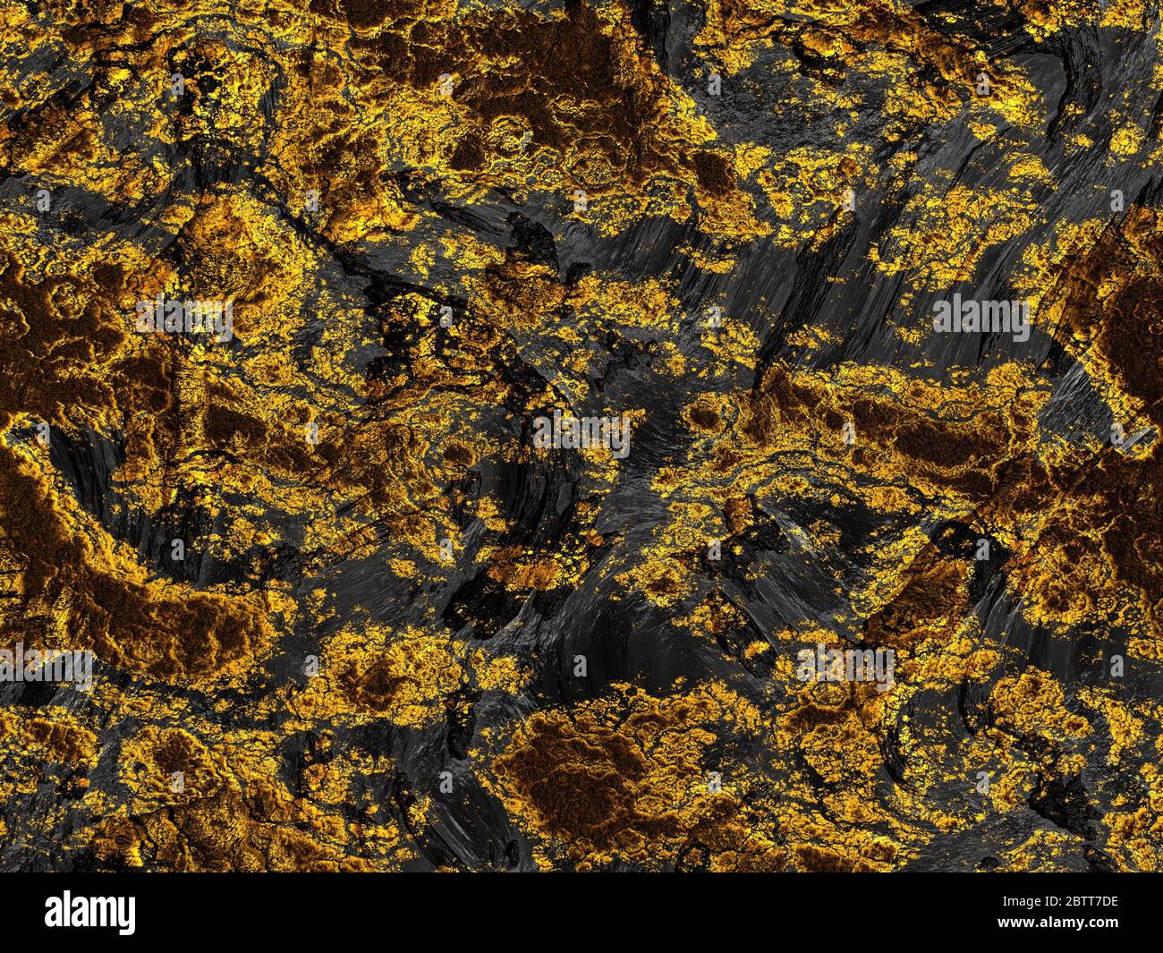 Primo piano su una pietra nera lucida con oro Foto Stock