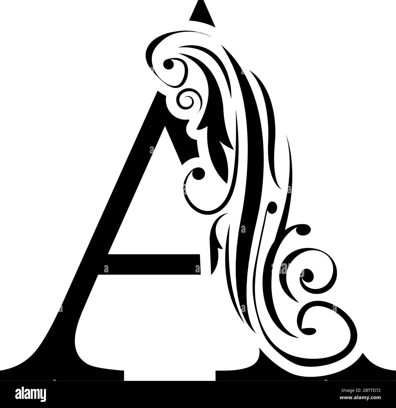 Lettera A. lettere iniziali di ornamento di fiori neri d'epoca. Alfabeto.  Vettore logo Immagine e Vettoriale - Alamy
