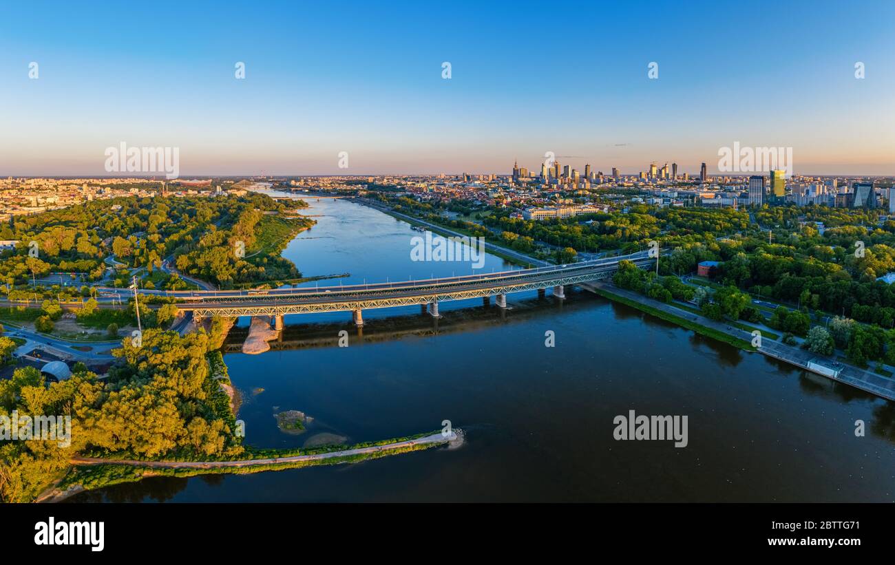 Vista aerea del centro di Varsavia Foto Stock