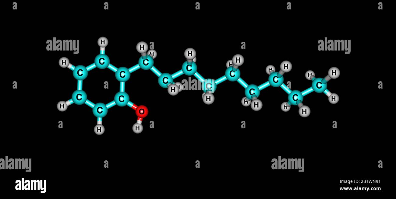 I nonilfenoli sono una famiglia di composti organici strettamente correlati chiamati alchilfenoli. Sono utilizzati nella produzione di antiossidanti, olio lubrificante addit Foto Stock