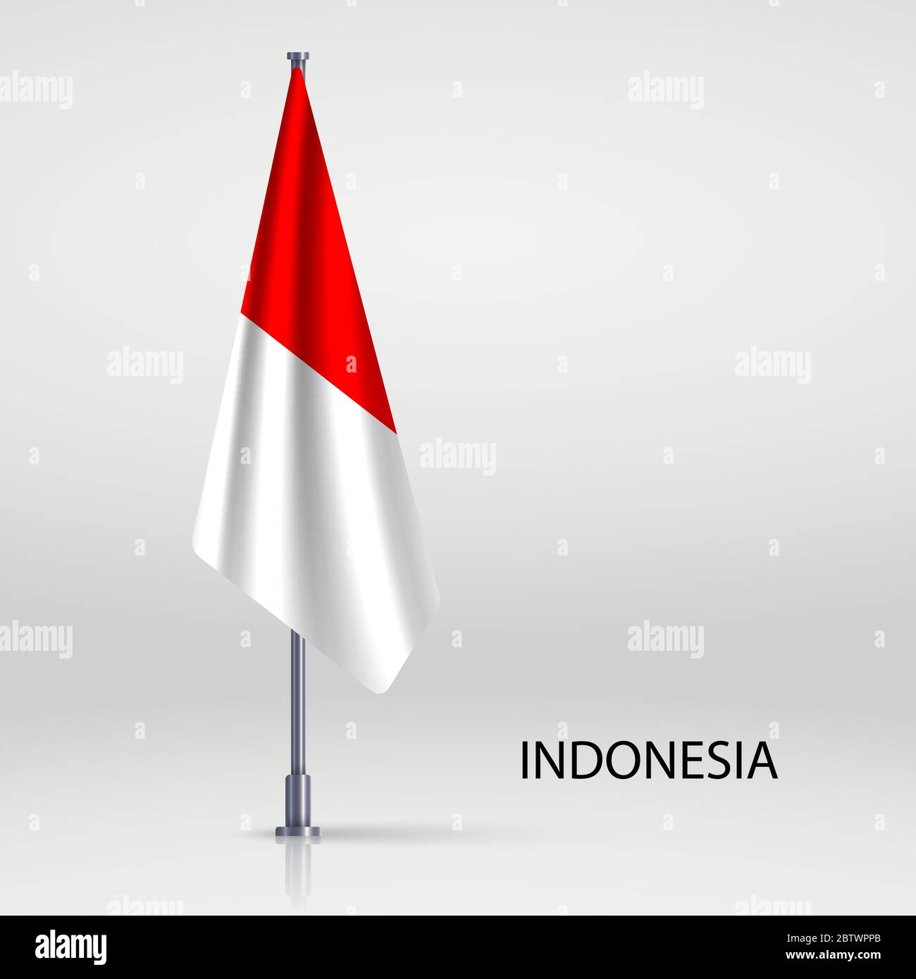 Indonesia bandiera appesa sul flagpole Illustrazione Vettoriale