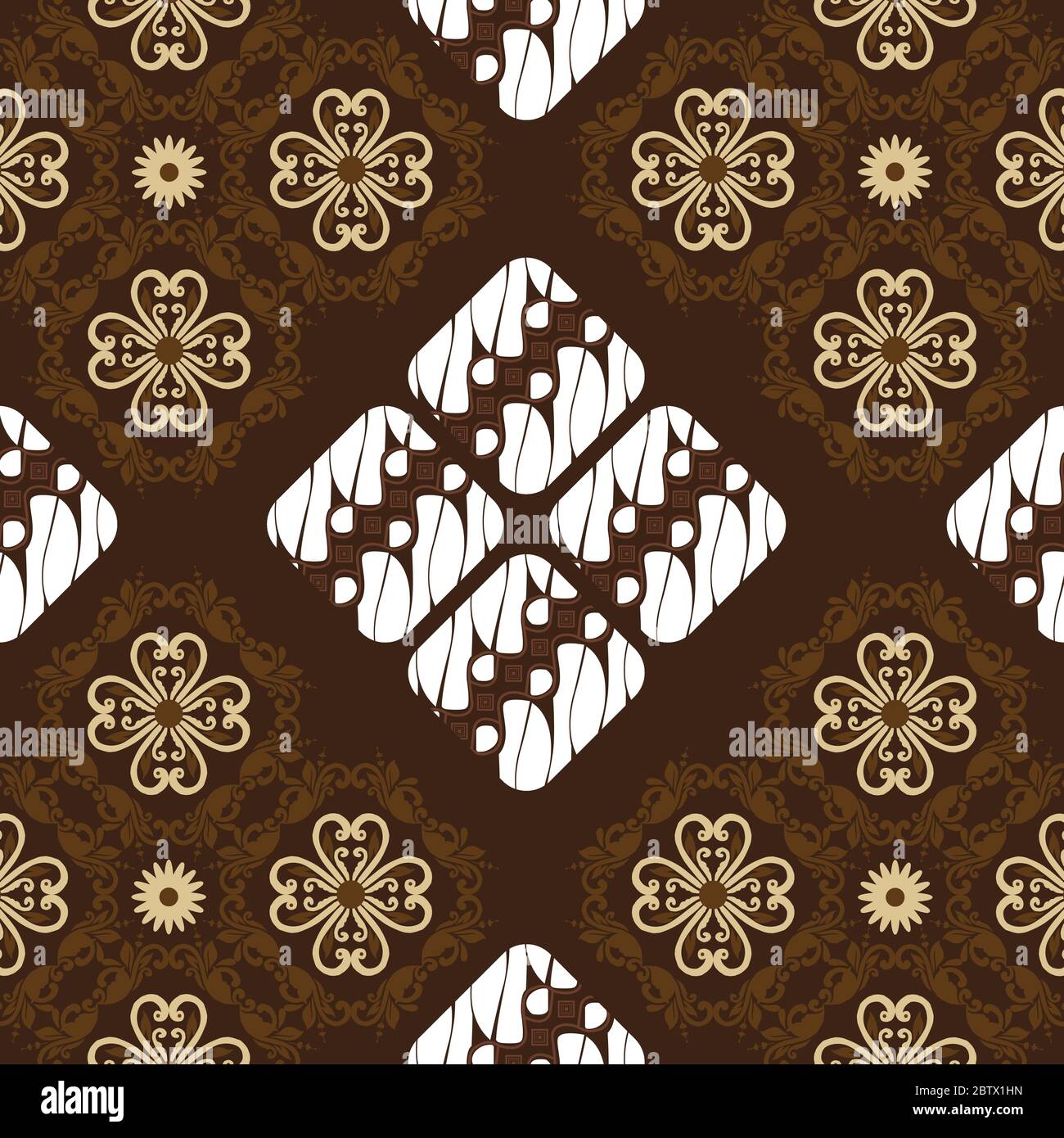 Design moderno di colore marrone scuro per il tipico java batik tradizionale Illustrazione Vettoriale