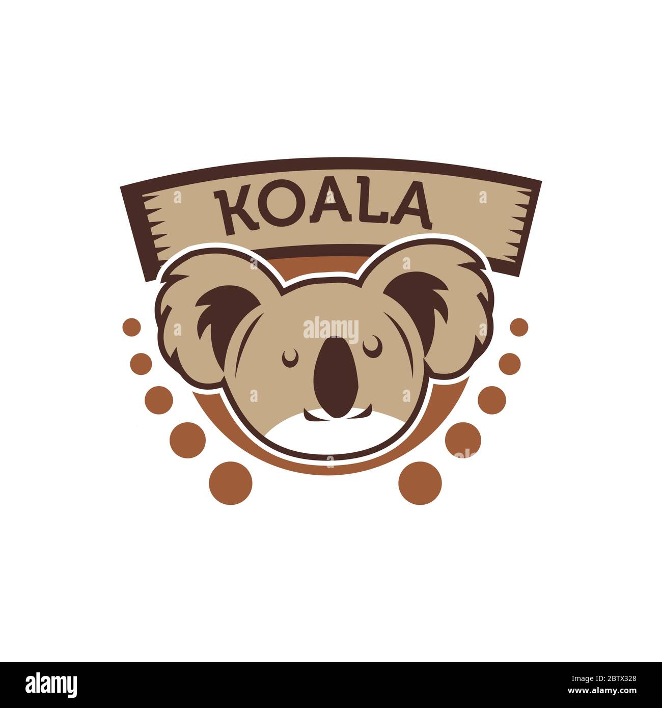 Logo Koala. Carino emblema di orso koala. Asilo o gruppi di sviluppo bambini. Icona Koala. Illustrazione Vettoriale