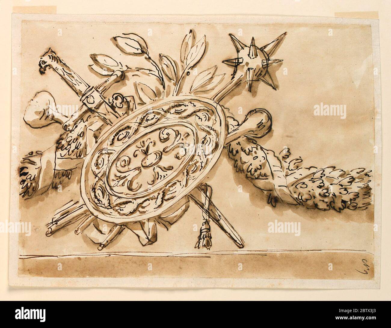 Disegno per la decorazione di un fregio. Ricerca in corso Foto Stock