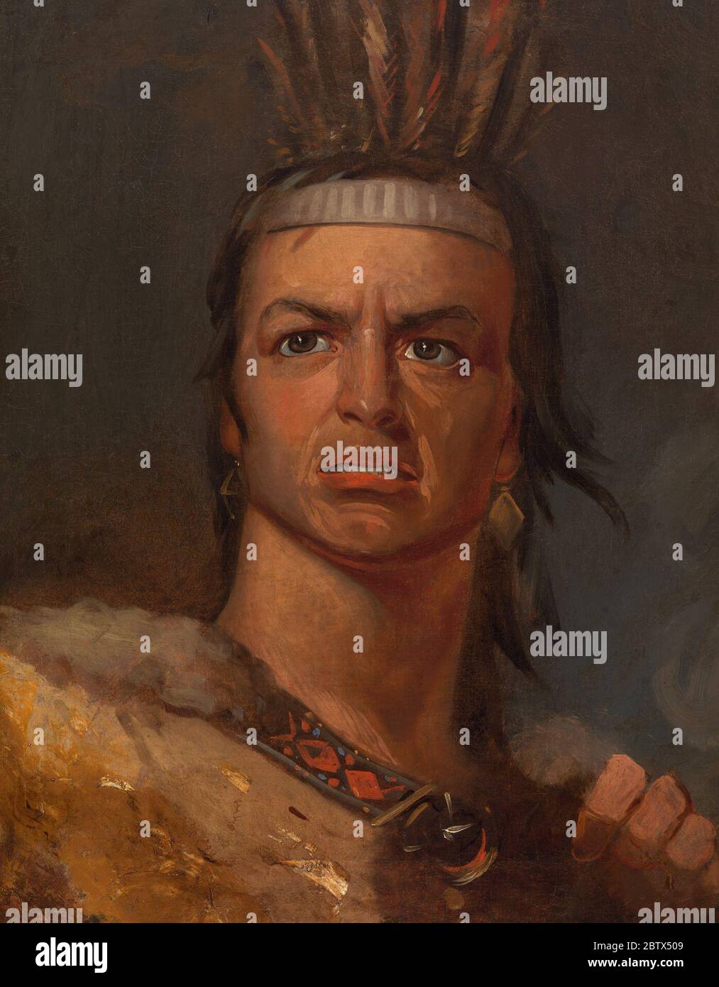 Edwin Forrest nel ruolo di Metamora. Come ira Aldridge, Edwin Forrest debuttò sul palco come Otello; ma a differenza dell'attore afro-americano, Forrest fece una sensazione e divenne uno dei primi grandi attori del teatro americano. Foto Stock