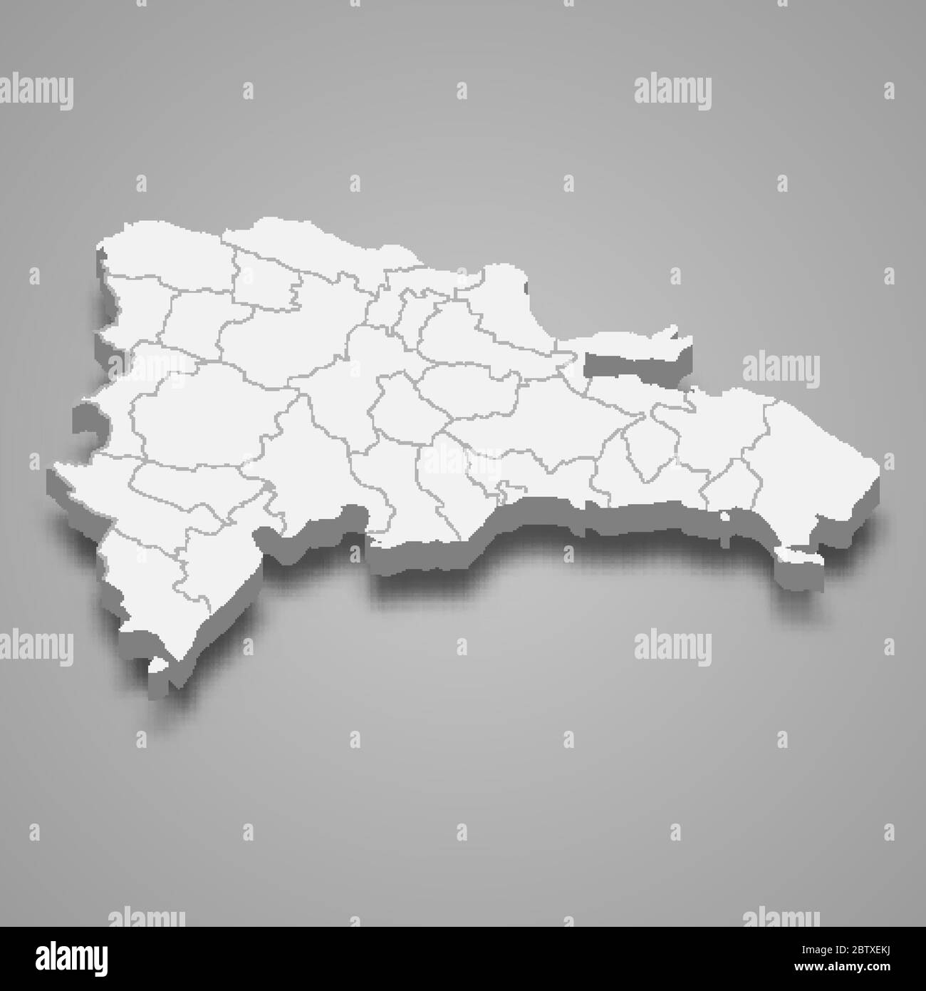 Mappa 3d della Repubblica Dominicana con confini di regioni Immagine e Vettoriale - Alamy