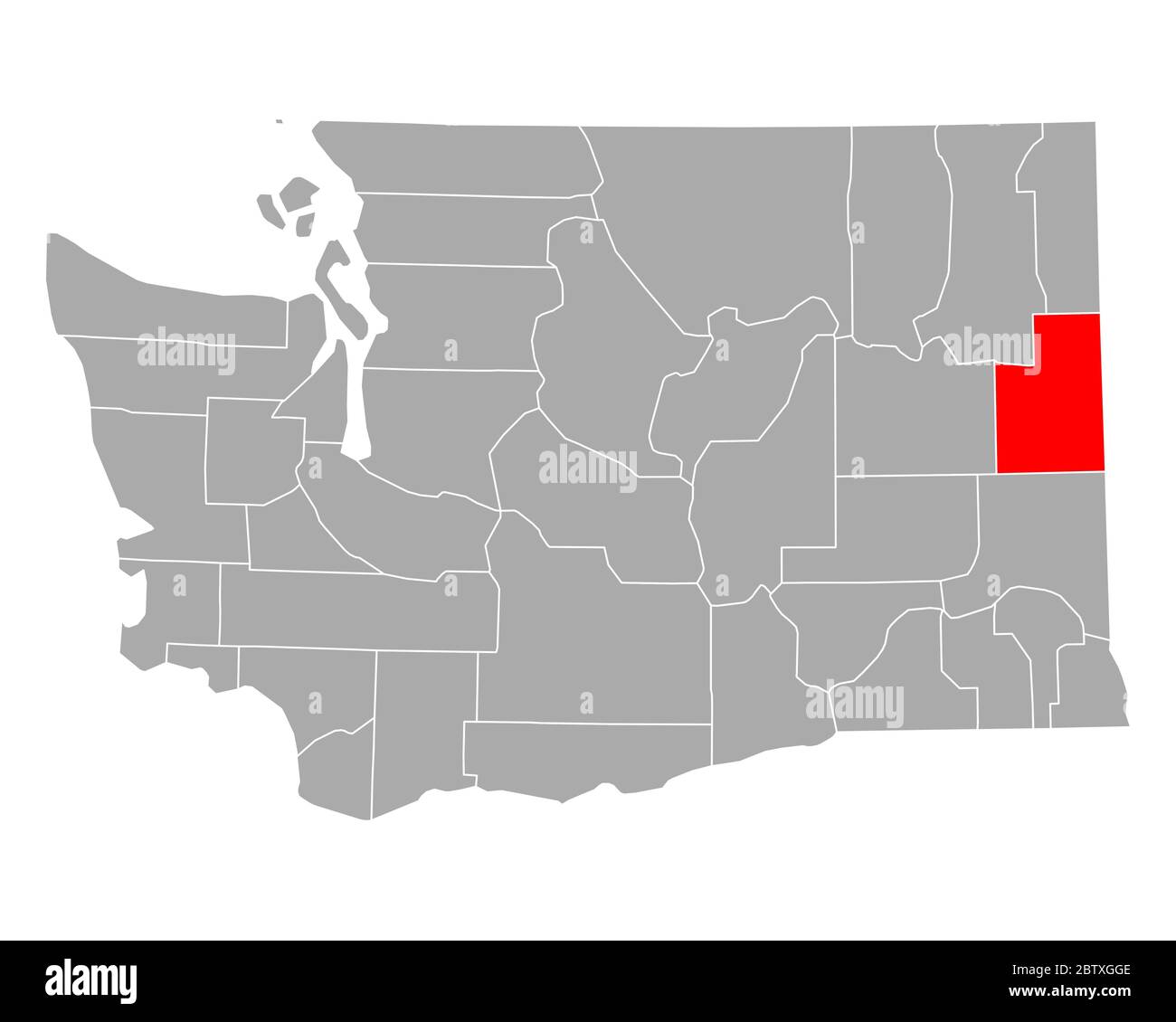 Spokane sulla mappa di Washington Foto Stock