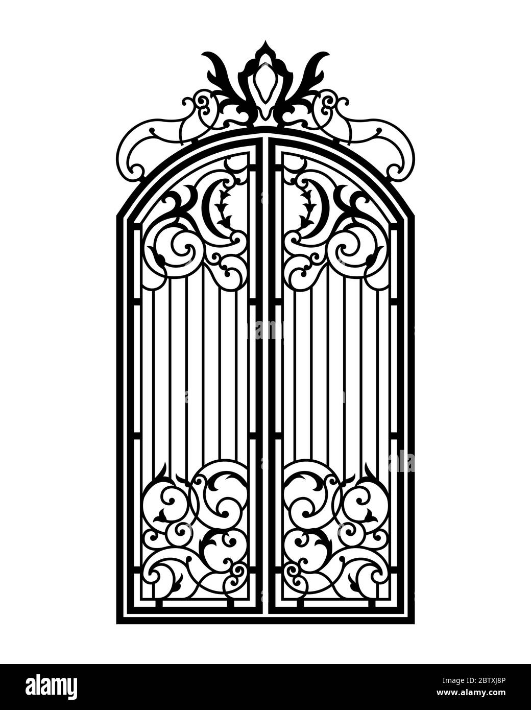 Cancello ornato forgiato chiuso. Illustrazione Vettoriale