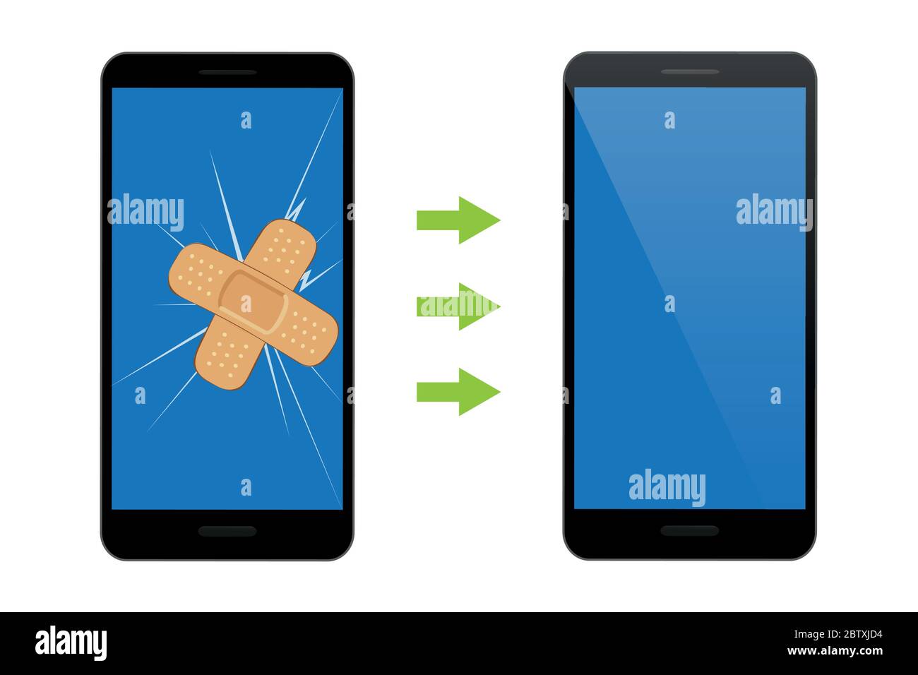 Telefono cellulare di servizio di riparazione rotto e riparato display illustrazione vettoriale EPS10 Illustrazione Vettoriale