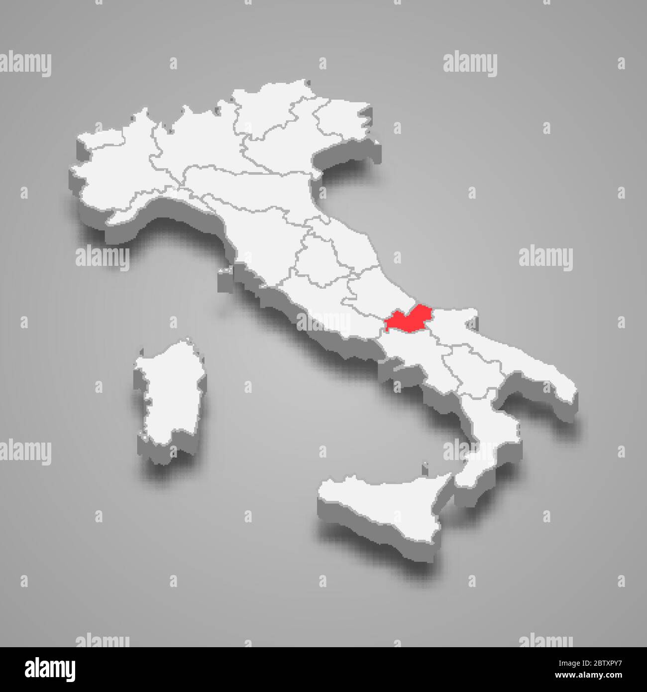 Regione Molise posizione in Italia mappa 3d Illustrazione Vettoriale