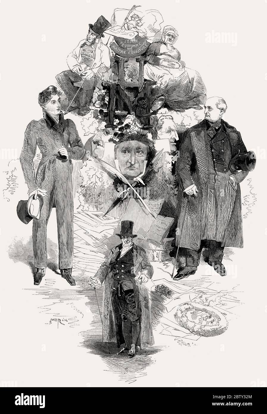 Henry-Bonaventure Monnier, 1799–1877, drammaturgo, caricaturista e attore francese Foto Stock