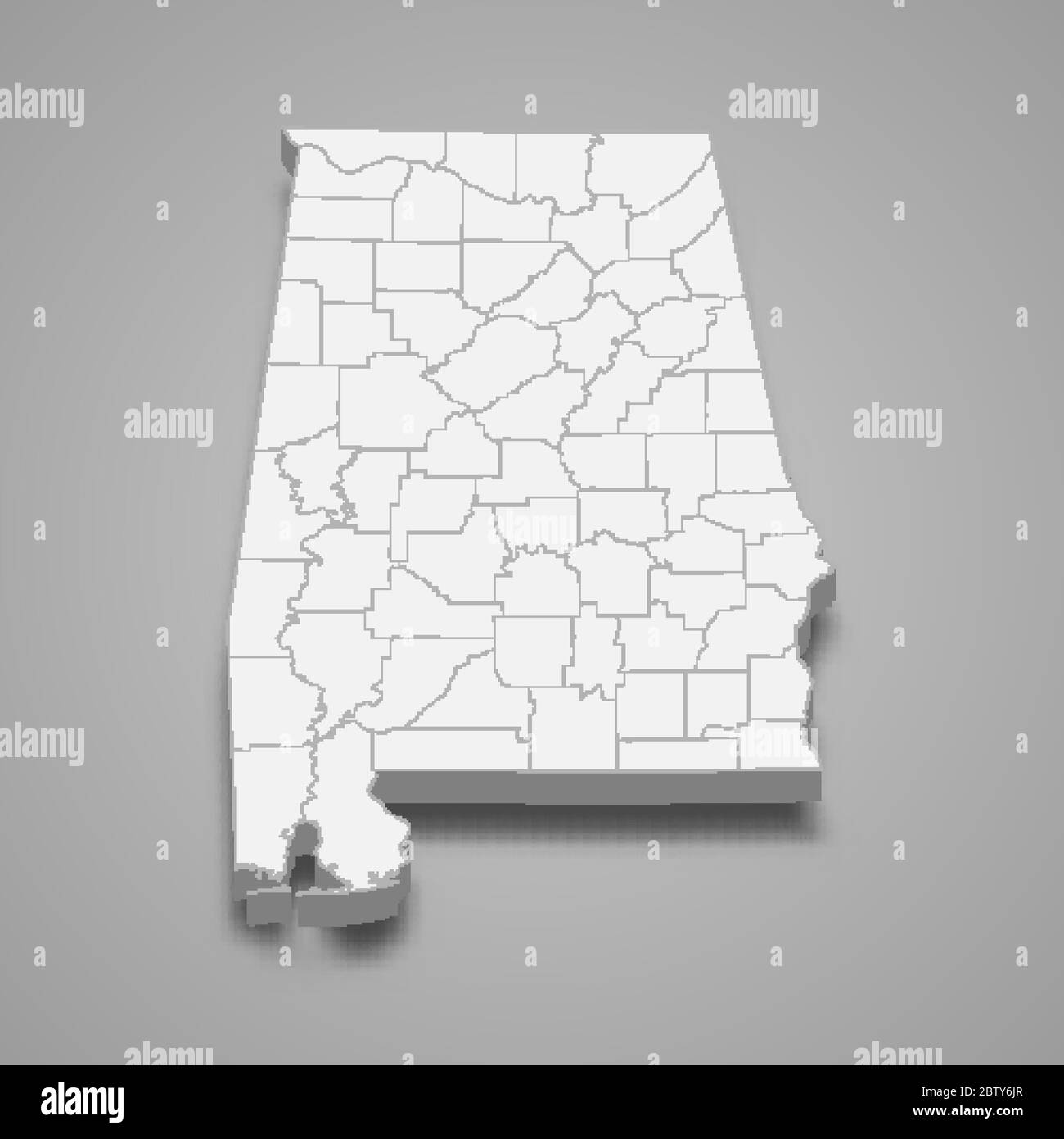 la mappa 3d di Alabama è uno stato degli Stati Uniti Illustrazione Vettoriale