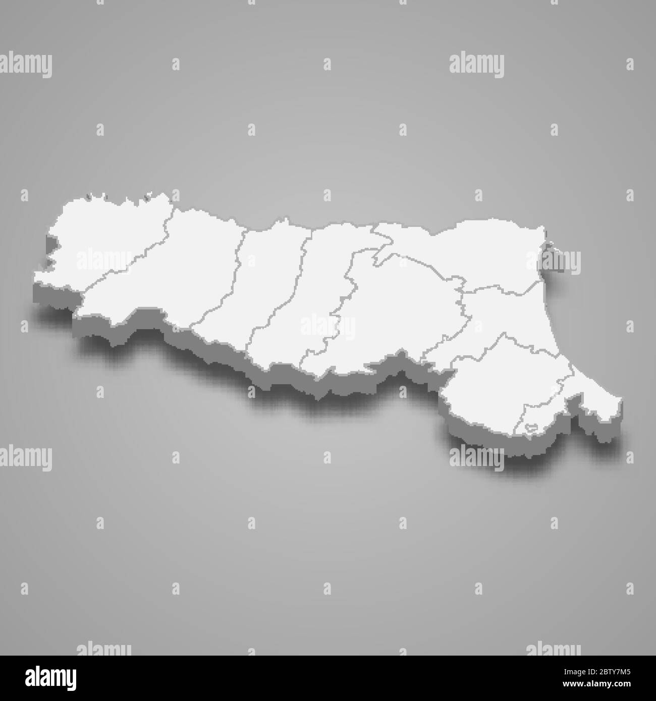 La mappa 3d dell'Emilia-Romagna è una regione d'Italia Illustrazione Vettoriale