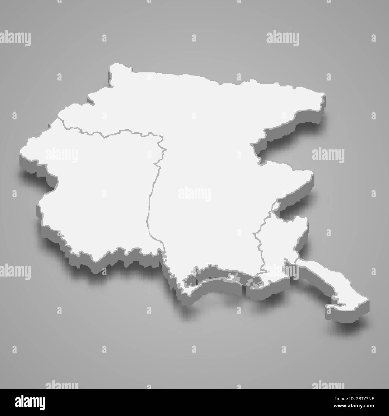 La mappa in 3d del Friuli-Venezia Giulia è una regione d'Italia Illustrazione Vettoriale