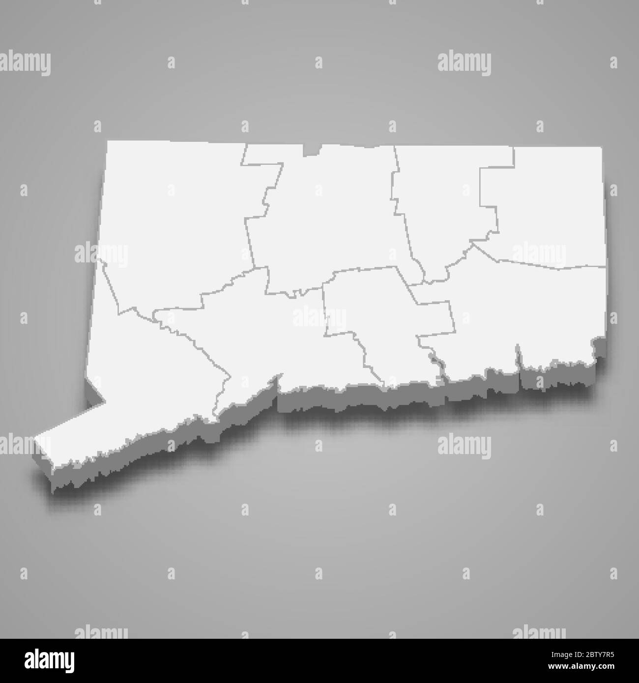 la mappa 3d del Connecticut è uno stato degli Stati Uniti Illustrazione Vettoriale