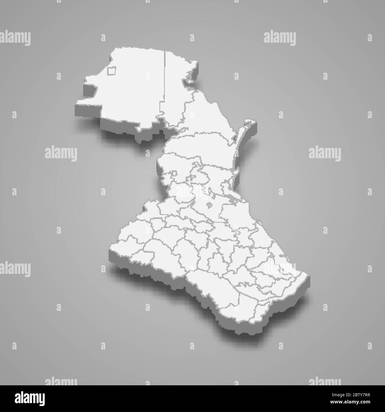 La mappa 3d del Dagestan è una regione della Russia Illustrazione Vettoriale