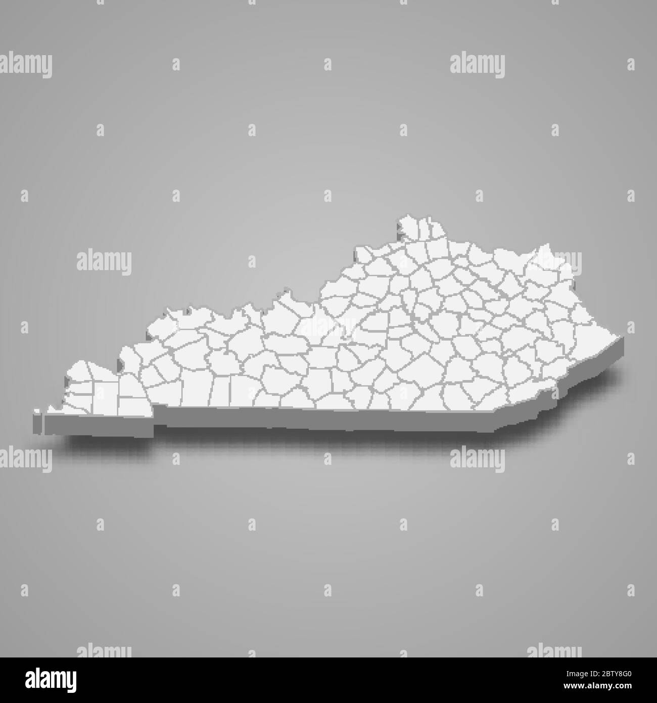 la mappa 3d del Kentucky è uno stato degli Stati Uniti Illustrazione Vettoriale