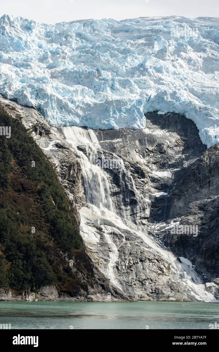 Ghiacciaio Romanche, canale di Beagle (vicolo del ghiacciaio), Tierra del Fuego, Cile, Sud America Foto Stock