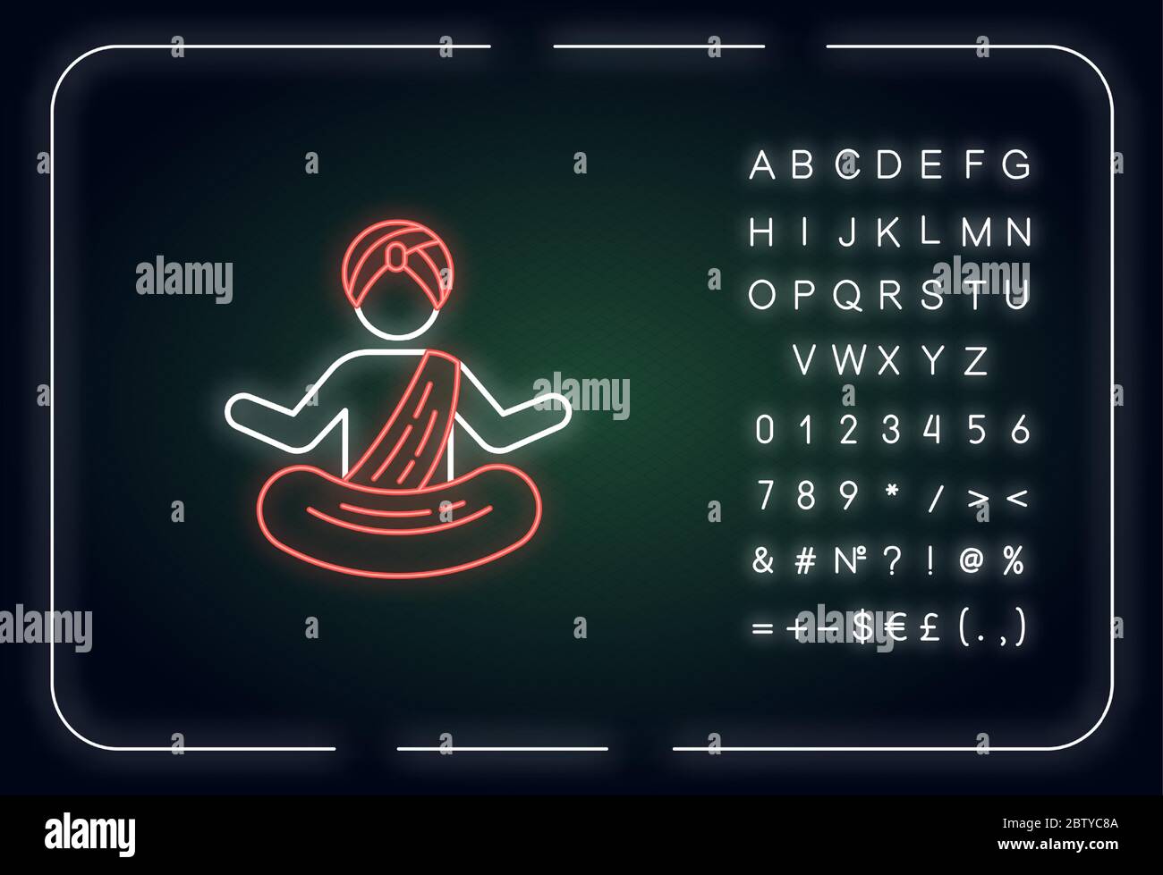 Yogi in icona di luce al neon turbante Illustrazione Vettoriale