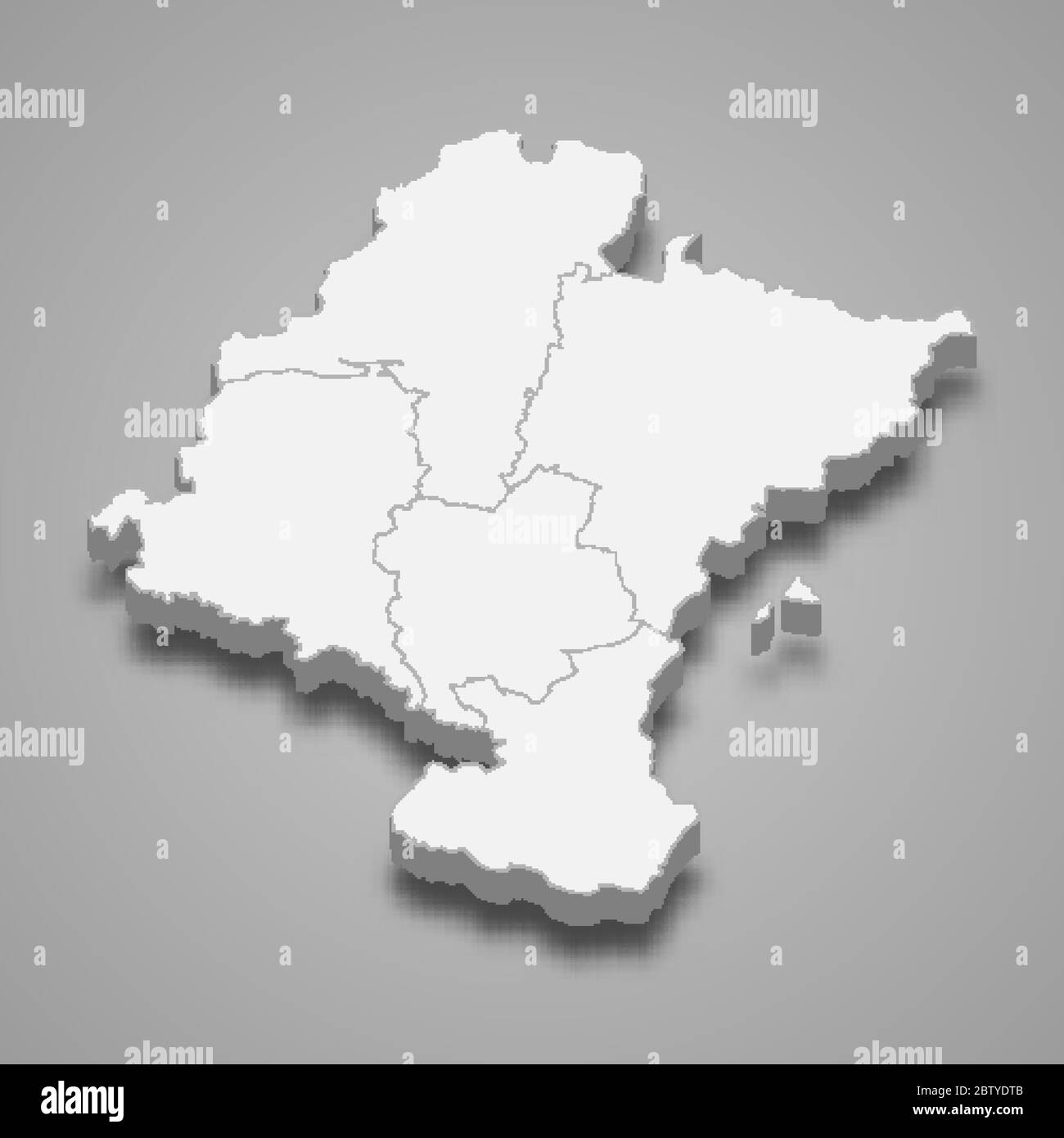 La mappa 3d della Navarra è una regione della Spagna Illustrazione Vettoriale