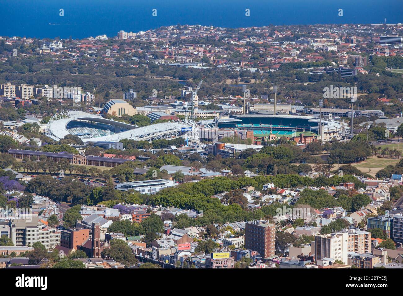 Vista aerea di Sydney guardando ad est verso Hyde Park Foto Stock