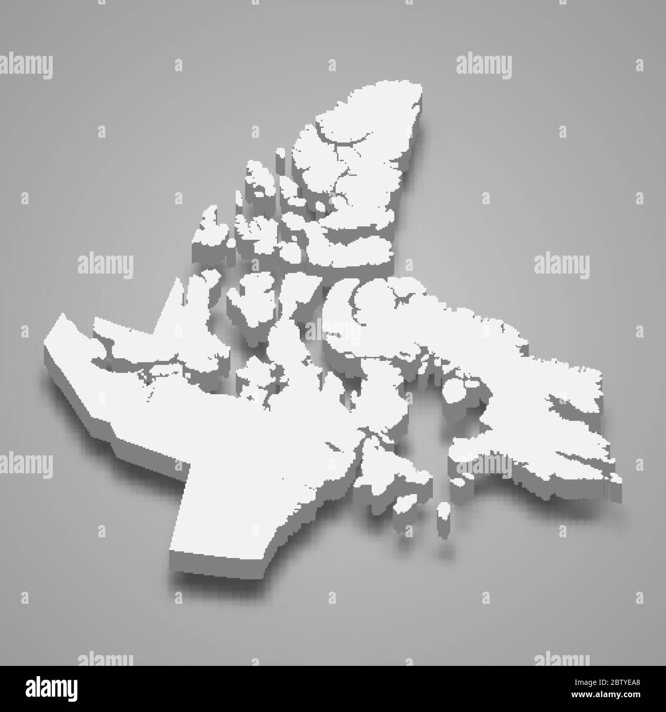 Mappa 3d di Nunavut è una provincia del Canada Illustrazione Vettoriale