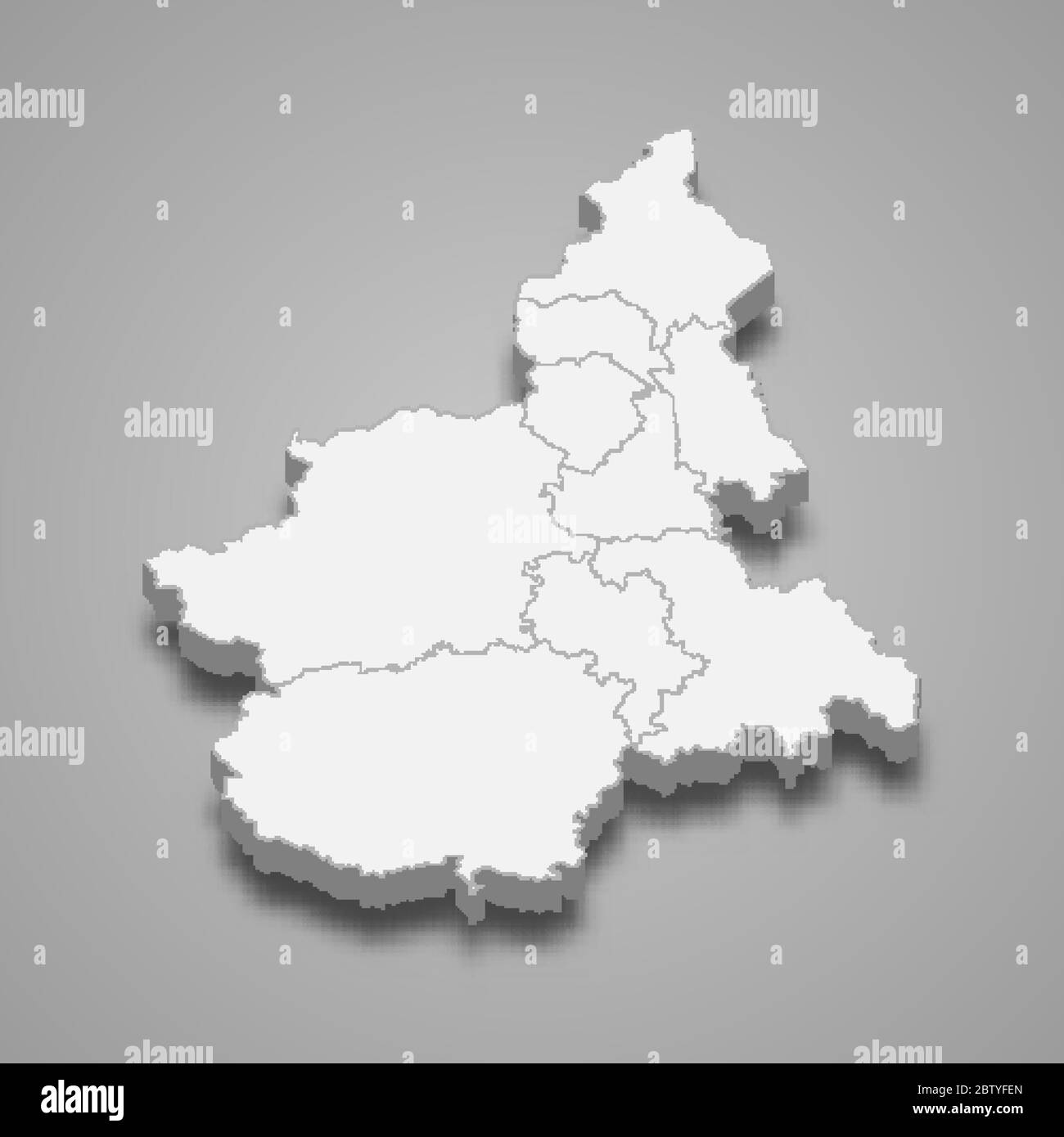 Mappa 3d del Piemonte è una regione d'Italia Illustrazione Vettoriale
