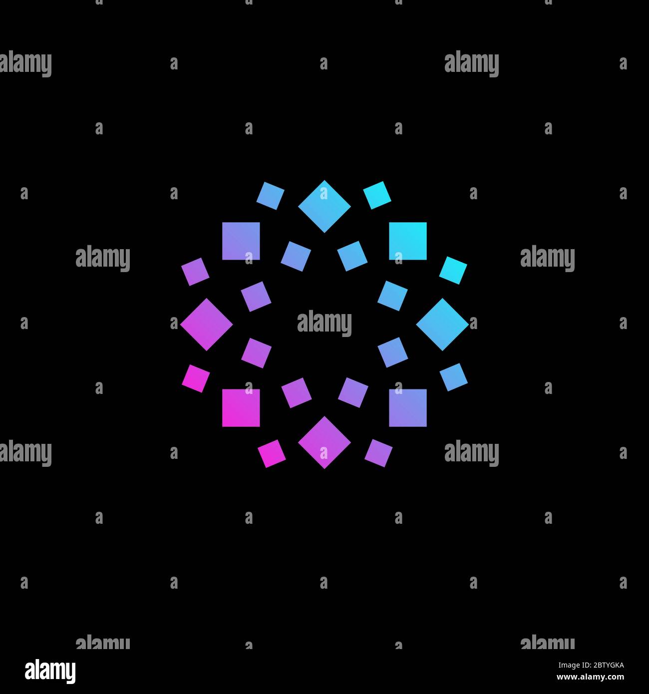 Logo stilizzato geometrico dei fiori. Logotipo geometrico dell'elemento decorativo floreale. Vetro rotto al neon, decorazione a mosaico. Icona gemme. Diamanti brillanti Illustrazione Vettoriale