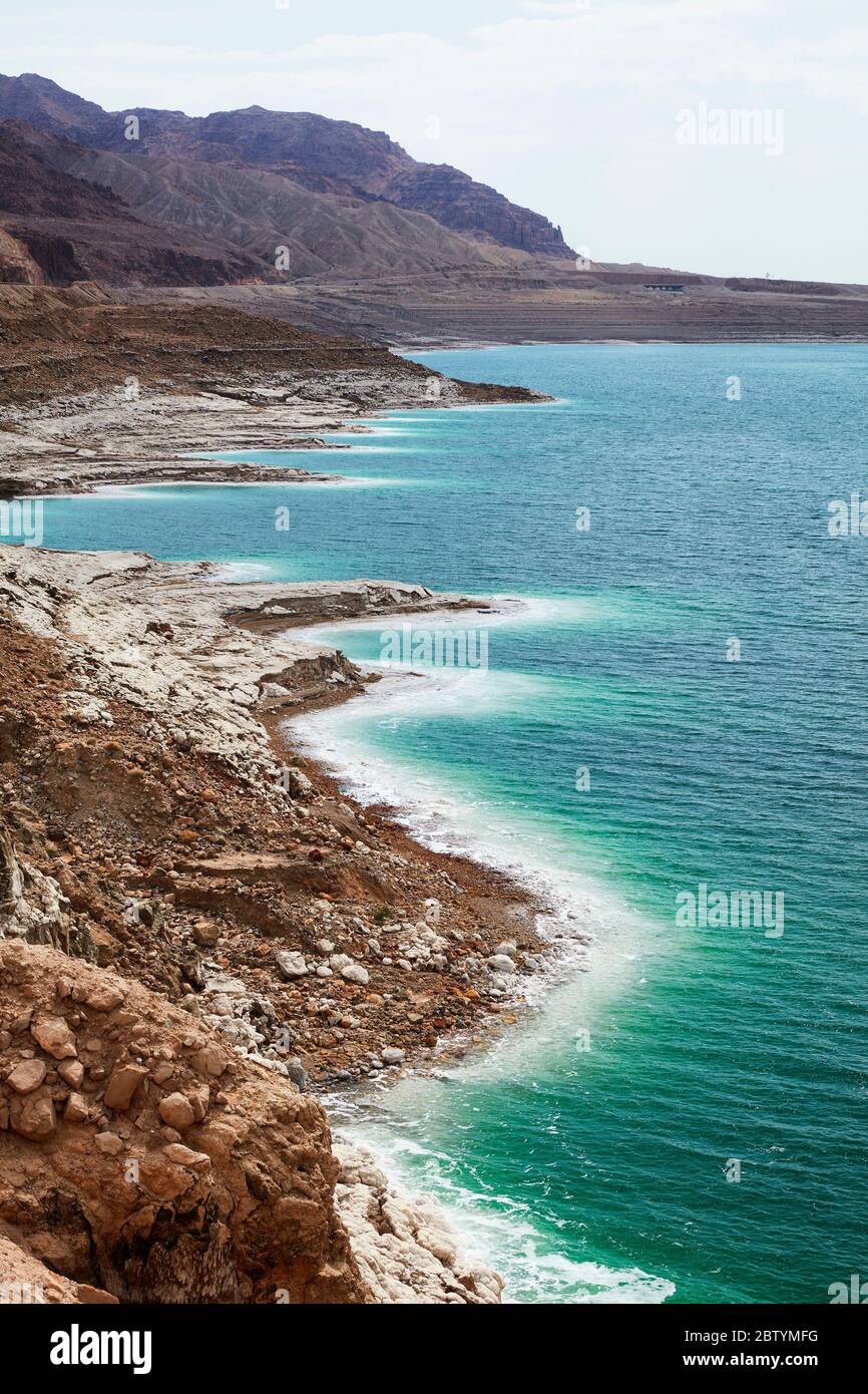 Litorale del Mar Morto, Giordania Foto Stock