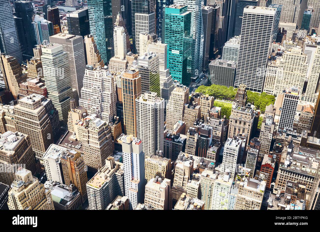 Vista aerea di Manhattan in una giornata di sole, New York City, USA. Foto Stock