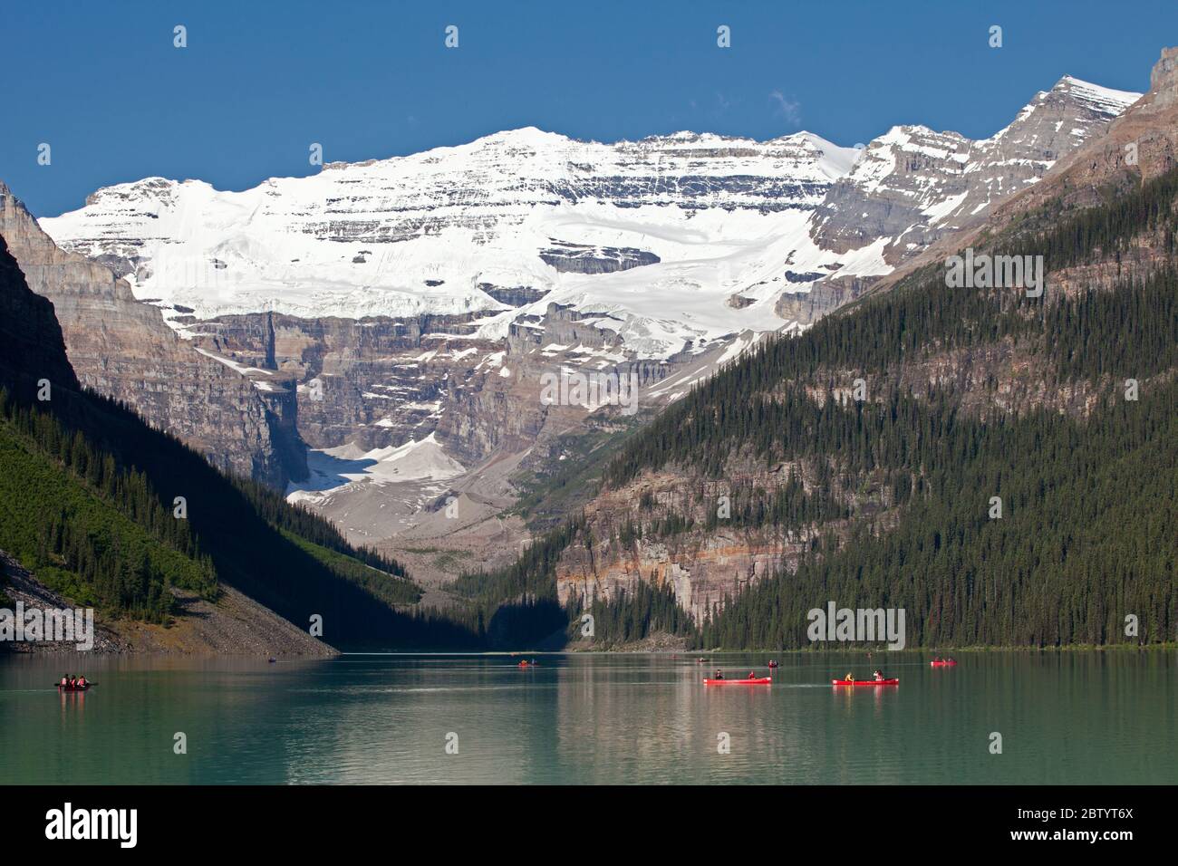 Monte Victoria e Lago Louise Foto Stock