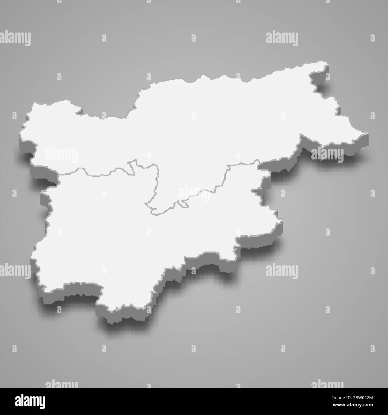 La mappa 3d del Trentino-Alto Adige è una regione d'Italia Illustrazione Vettoriale