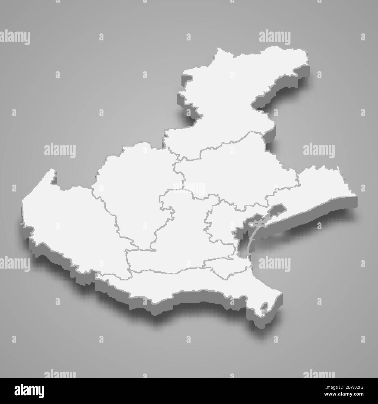 la mappa 3d del Veneto è una regione d'Italia Illustrazione Vettoriale